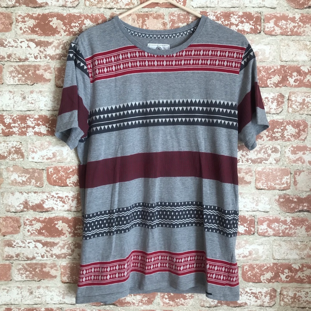 On The Byas Maroon Grey Gray Stripe Tee